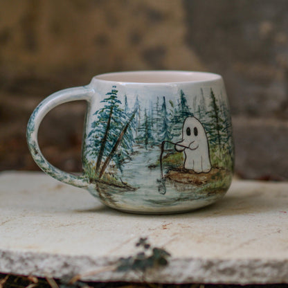 Halloween Mug - Halloween Gift, Funny Ghost, Handmade Ceramic Mug, Handmade Pottery, Funny Mug, 20 Ounce Mug
