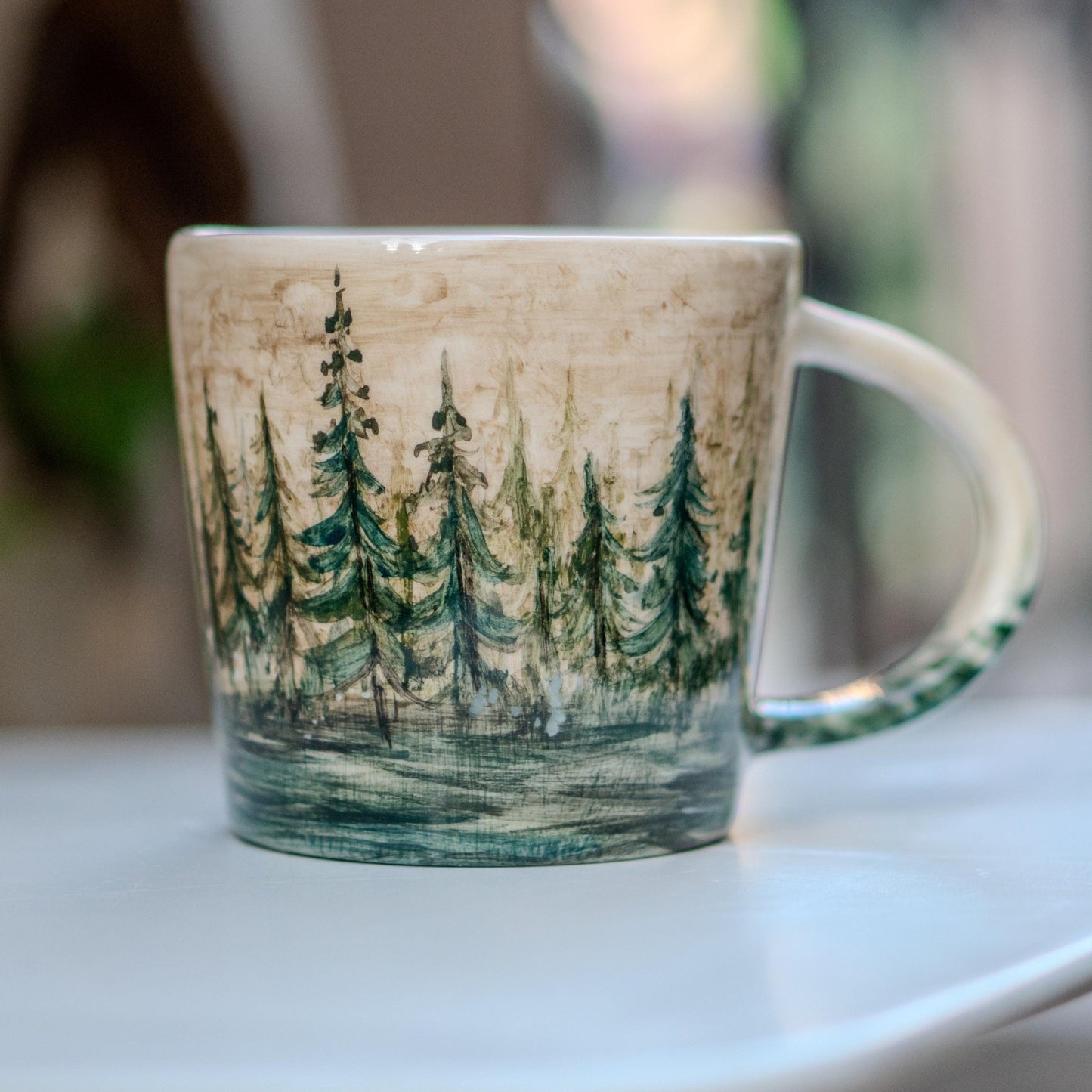 Halloween Mug - Halloween Gift, Handmade Ceramic Mug, Handmade Pottery, Haunted Forest Ghosts, Funny Mug