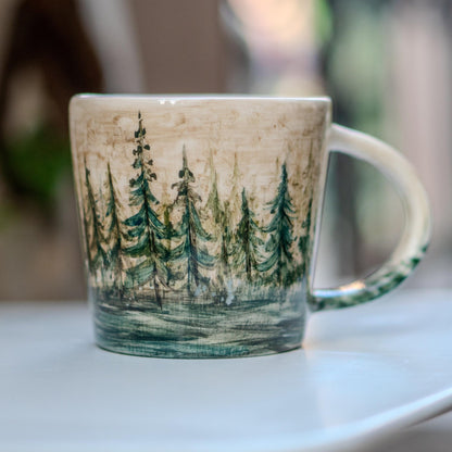 Halloween Mug - Halloween Gift, Handmade Ceramic Mug, Handmade Pottery, Haunted Forest Ghosts, Funny Mug