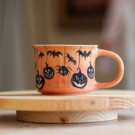 Halloween Mug, Handmade Halloween Gift, Pumpkin Mug