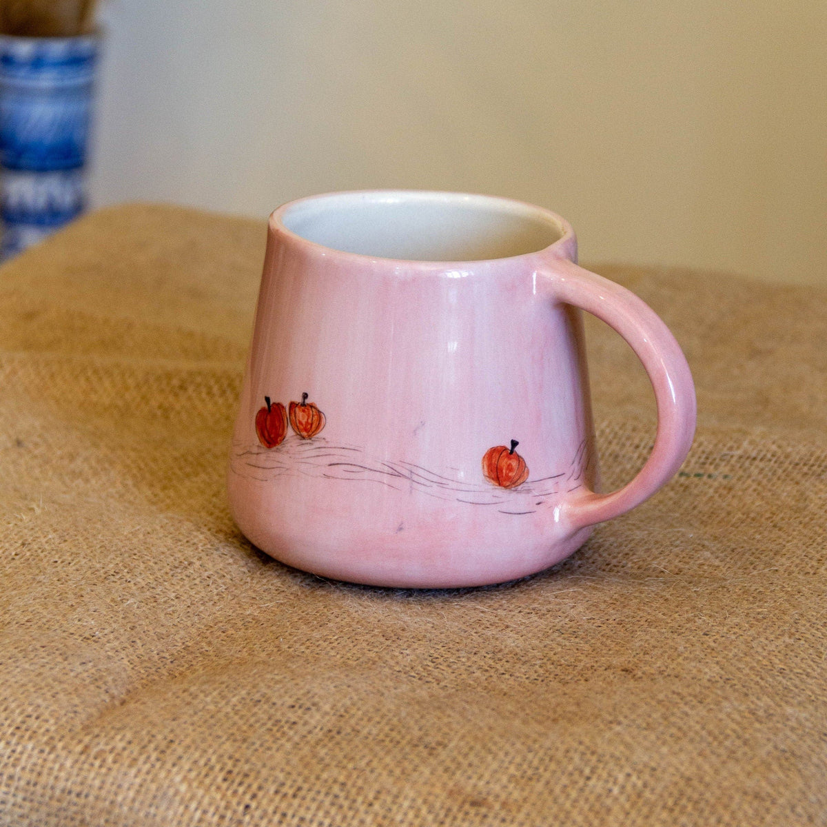 Halloween Mug, Snail and Pumpkin Ceramic Mug, Handmade Coffee Mug, Fall Decor