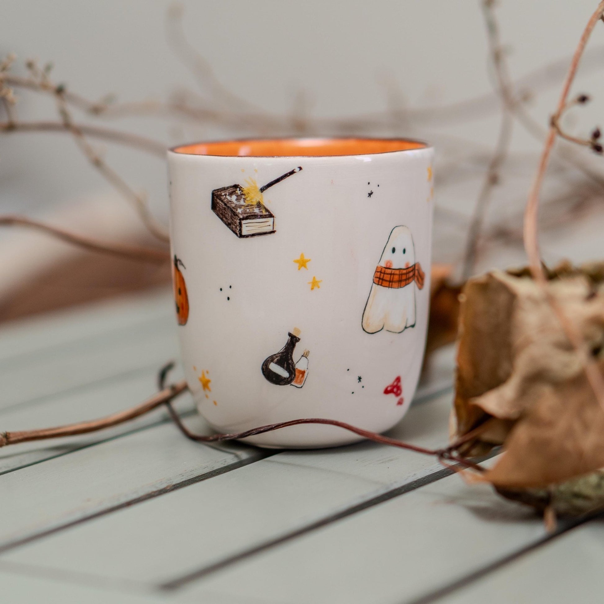 Halloween Mug - Witch Cauldron Mug, Cute Ghost, Handmade Ceramic Spooky Cup, Witchy Halloween Decor, Unique Goth Gift