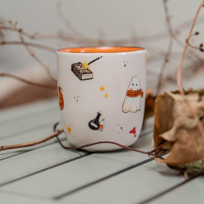 Halloween Mug - Witch Cauldron Mug, Cute Ghost, Handmade Ceramic Spooky Cup, Witchy Halloween Decor, Unique Goth Gift