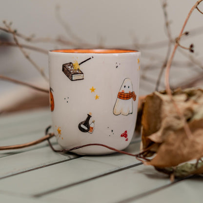 Halloween Mug - Witch Cauldron Mug, Cute Ghost, Handmade Ceramic Spooky Cup, Witchy Halloween Decor, Unique Goth Gift