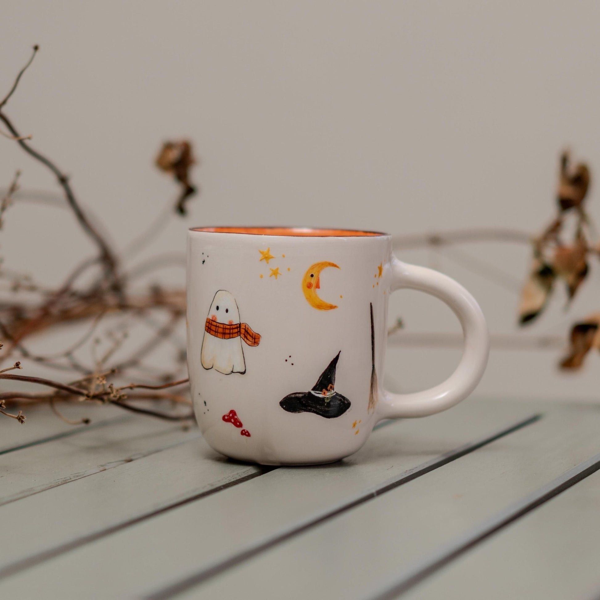Halloween Mug - Witch Cauldron Mug, Cute Ghost, Handmade Ceramic Spooky Cup, Witchy Halloween Decor, Unique Goth Gift