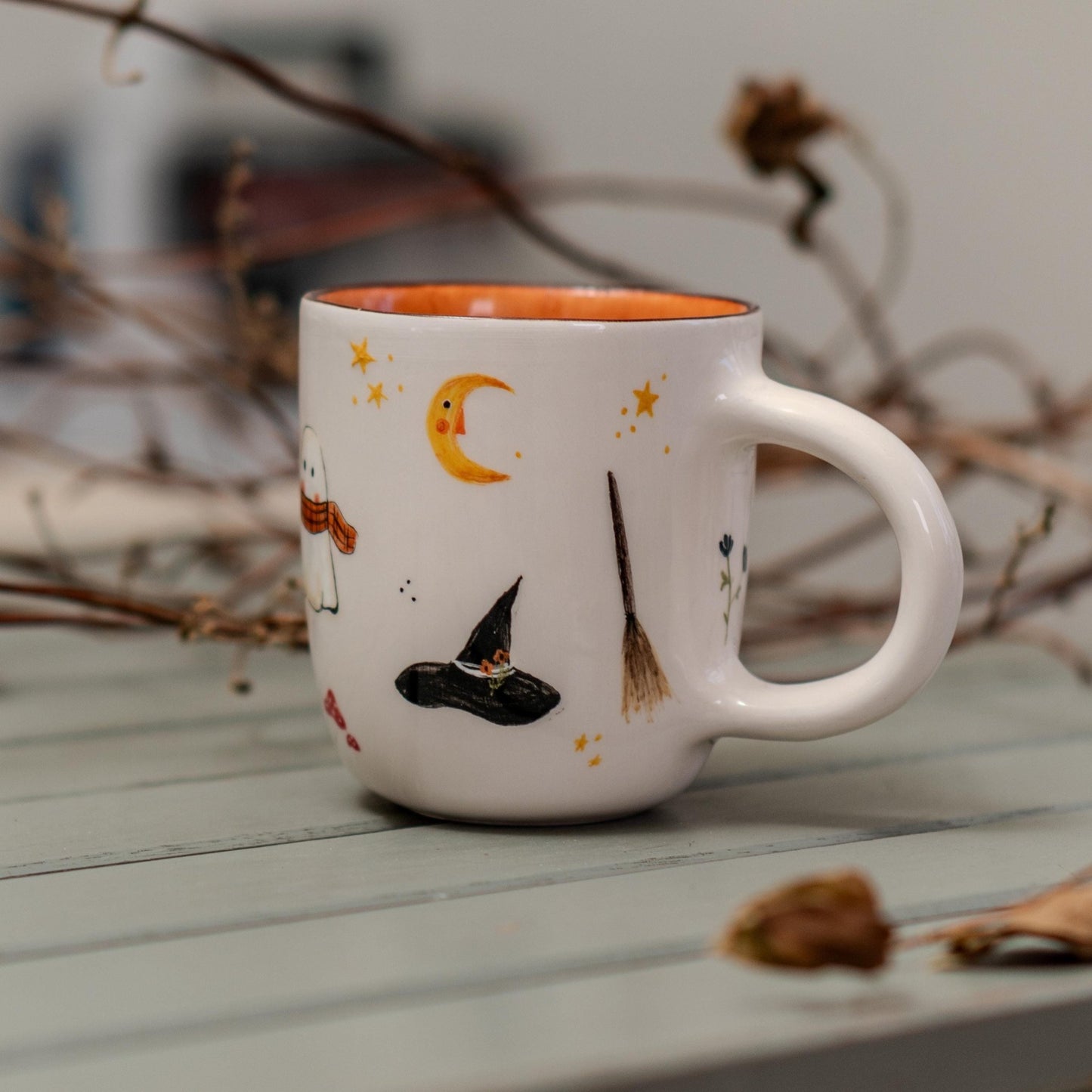 Halloween Mug - Witch Cauldron Mug, Cute Ghost, Handmade Ceramic Spooky Cup, Witchy Halloween Decor, Unique Goth Gift