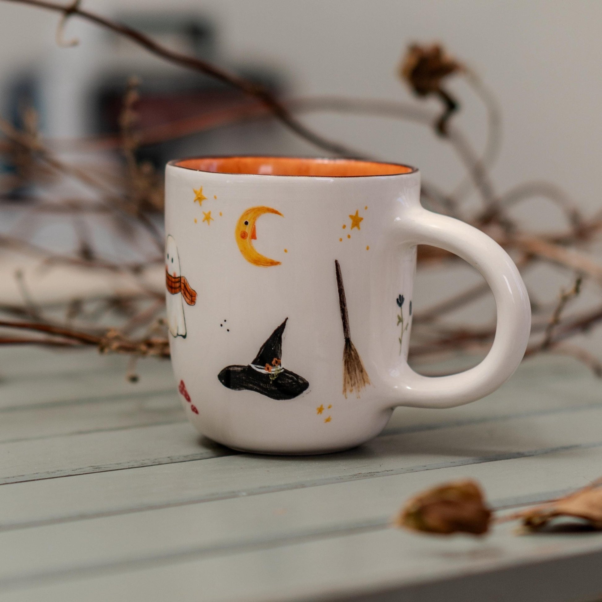 Halloween Mug - Witch Cauldron Mug, Cute Ghost, Handmade Ceramic Spooky Cup, Witchy Halloween Decor, Unique Goth Gift