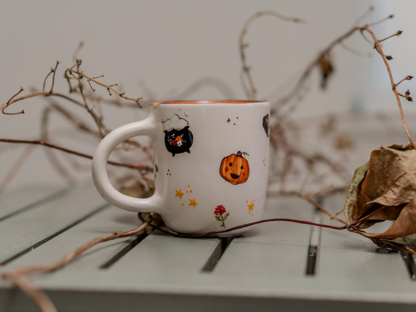 Halloween Mug - Witch Cauldron Mug, Cute Ghost, Handmade Ceramic Spooky Cup, Witchy Halloween Decor, Unique Goth Gift