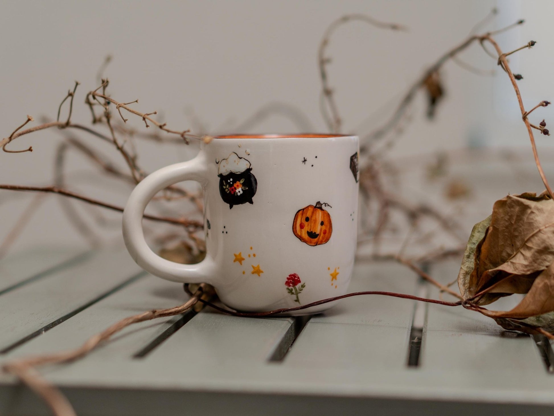 Halloween Mug - Witch Cauldron Mug, Cute Ghost, Handmade Ceramic Spooky Cup, Witchy Halloween Decor, Unique Goth Gift