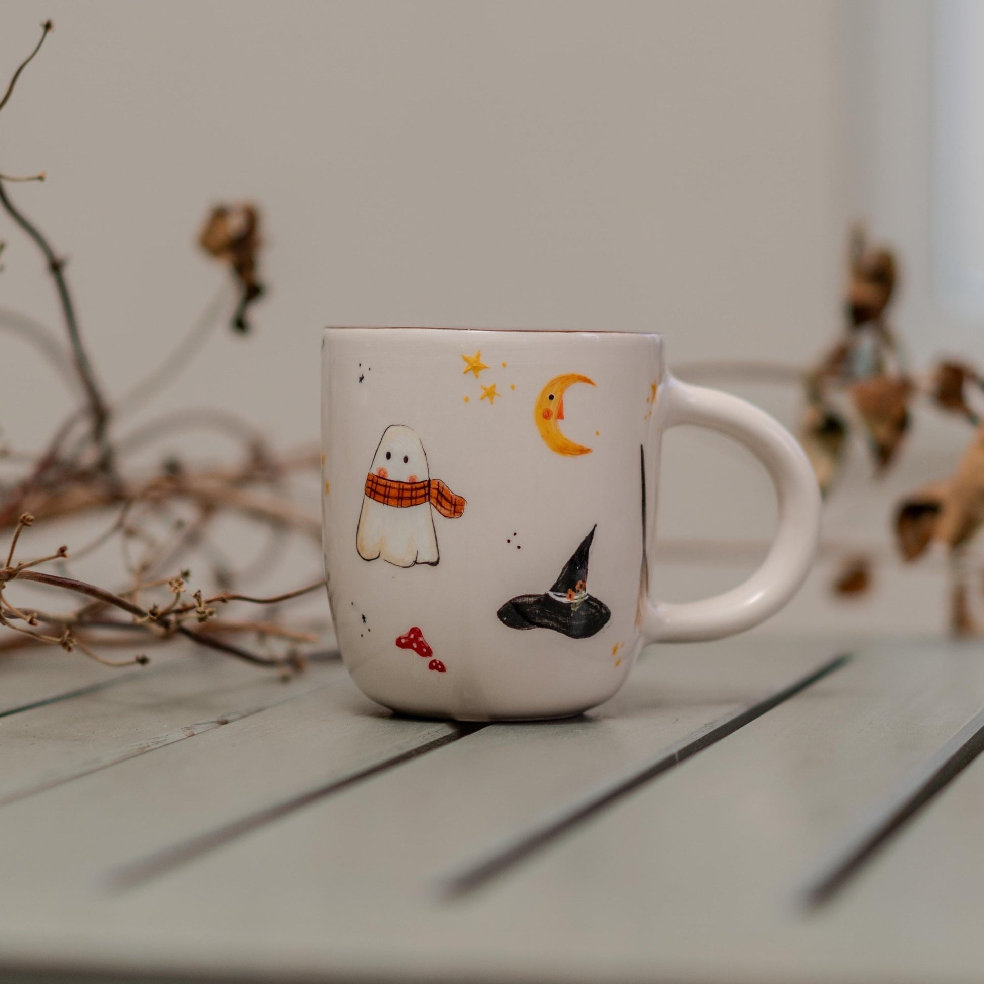 Halloween Mug - Witch Cauldron Mug, Cute Ghost, Handmade Ceramic Spooky Cup, Witchy Halloween Decor, Unique Goth Gift