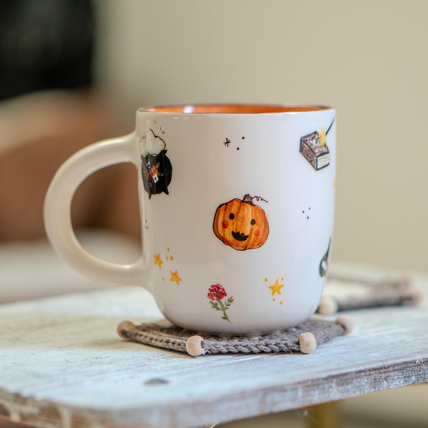 Halloween Mug - Witch Cauldron Mug, Cute Ghost, Handmade Ceramic Spooky Cup, Witchy Halloween Decor, Unique Goth Gift