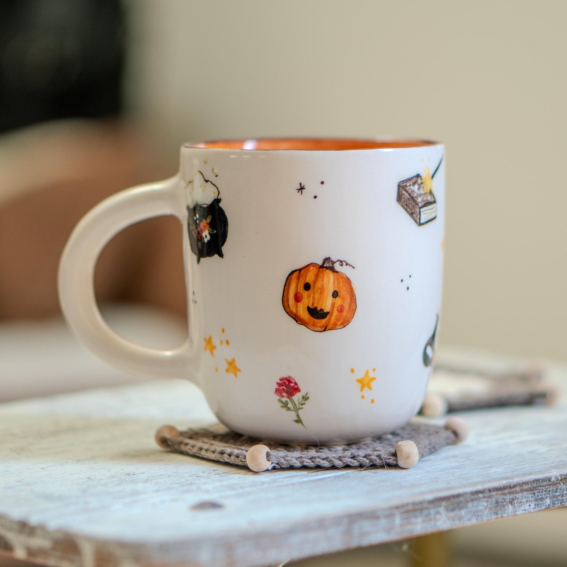 Halloween Mug - Witch Cauldron Mug, Cute Ghost, Handmade Ceramic Spooky Cup, Witchy Halloween Decor, Unique Goth Gift