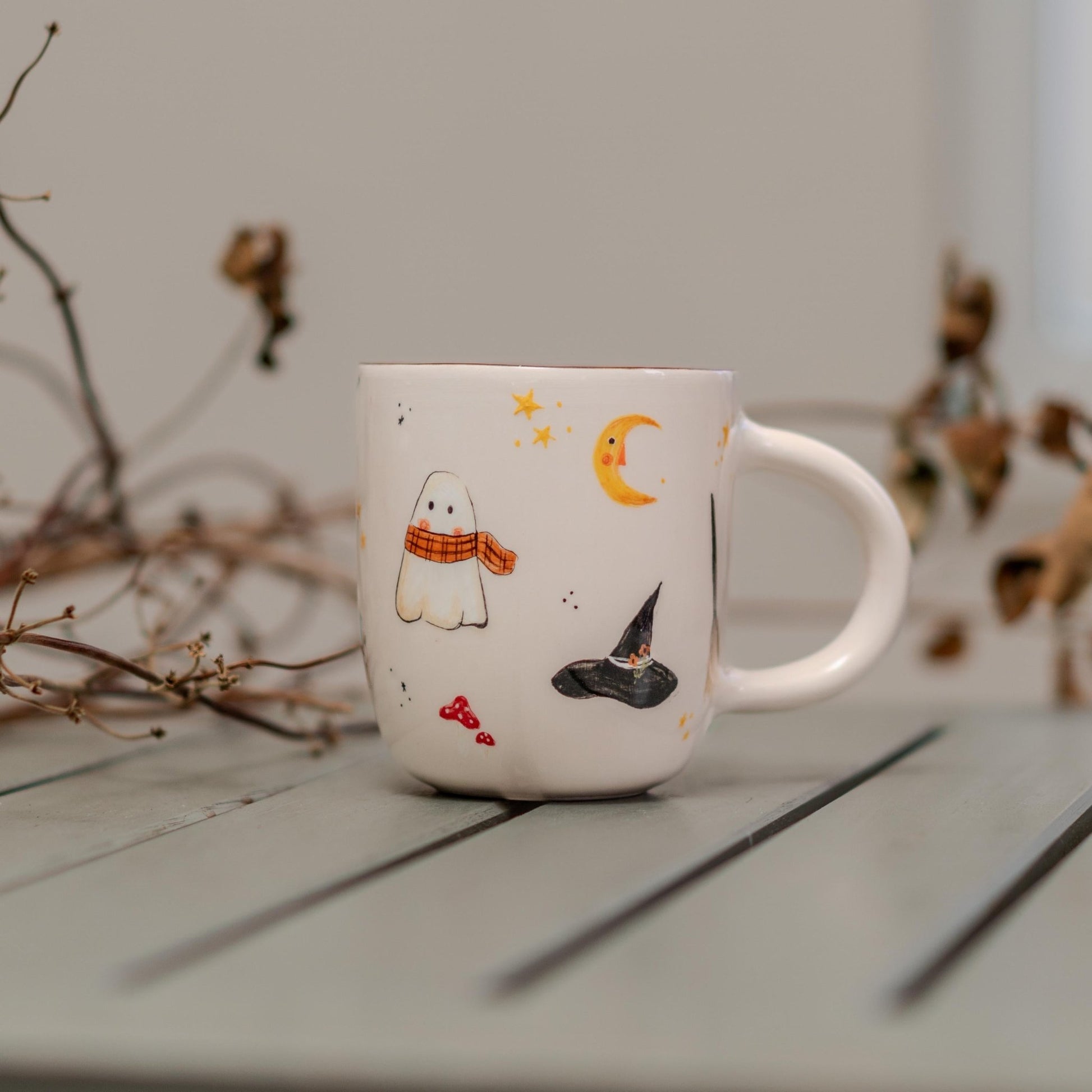 Halloween Mug - Witch Cauldron Mug, Cute Ghost, Handmade Ceramic Spooky Cup, Witchy Halloween Decor, Unique Goth Gift