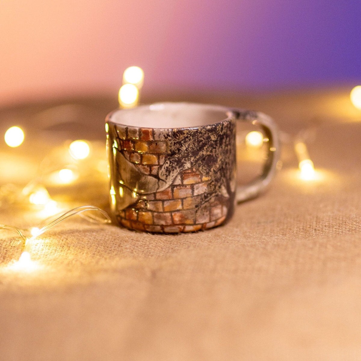Halloween Witch and Cat Ceramic Mug, Handmade Halloween Gift, Pottery Coffee Mug