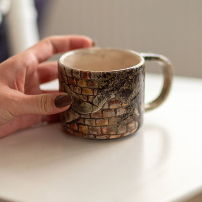 Halloween Witch and Cat Ceramic Mug, Handmade Halloween Gift, Pottery Coffee Mug