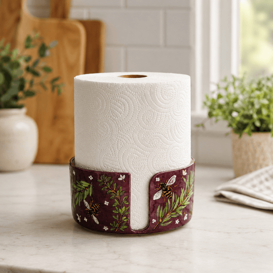 Hand Painted Bee Ceramic Paper Towel Holder