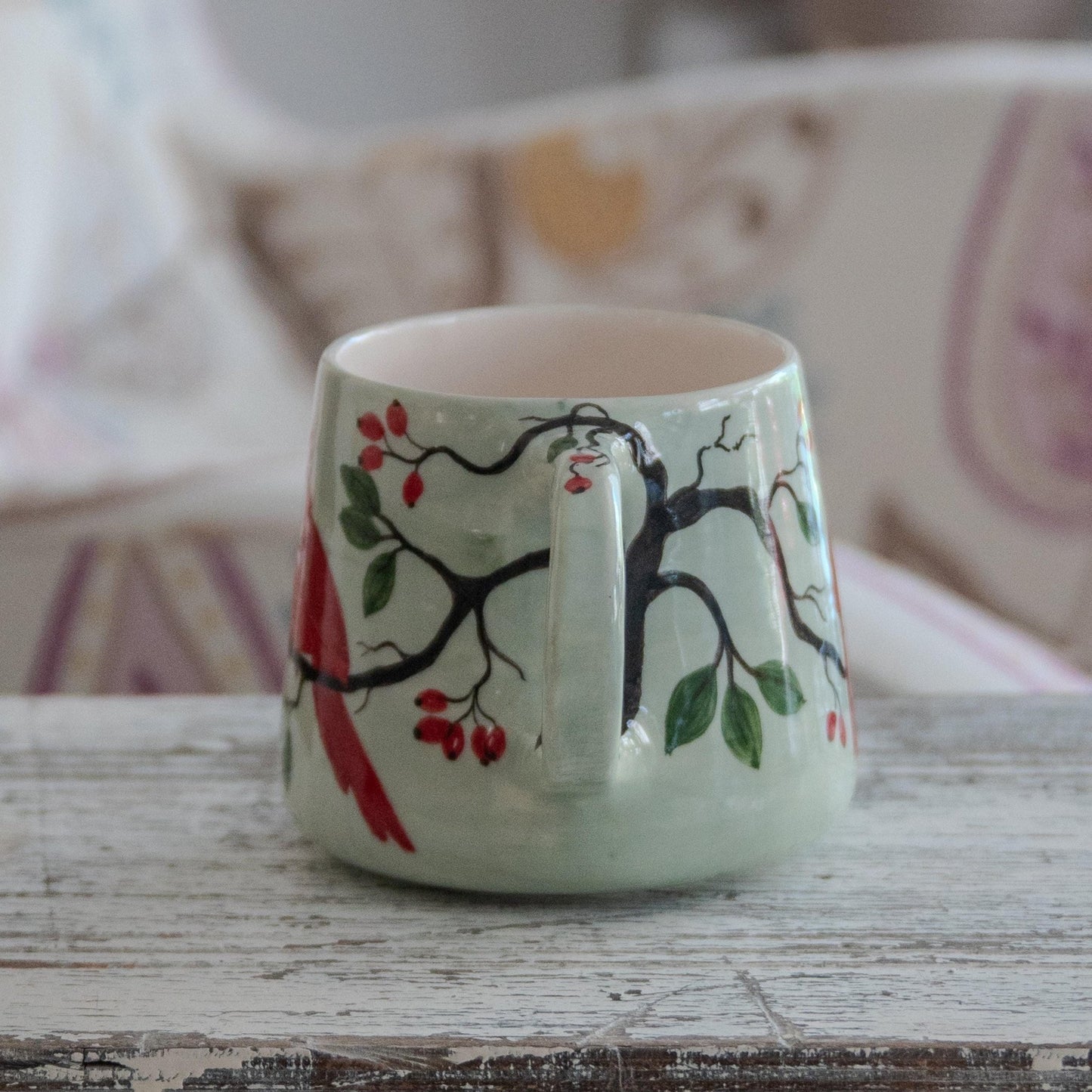Hand-Painted Cardinal Mug: Ceramic Coffee Cup, Nature Lover Gift