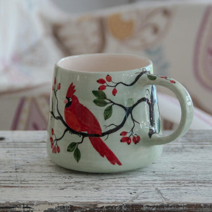 Hand-Painted Cardinal Mug: Ceramic Coffee Cup, Nature Lover Gift