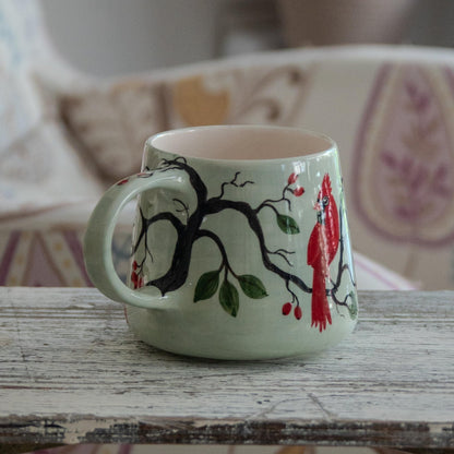 Hand-Painted Cardinal Mug: Ceramic Coffee Cup, Nature Lover Gift