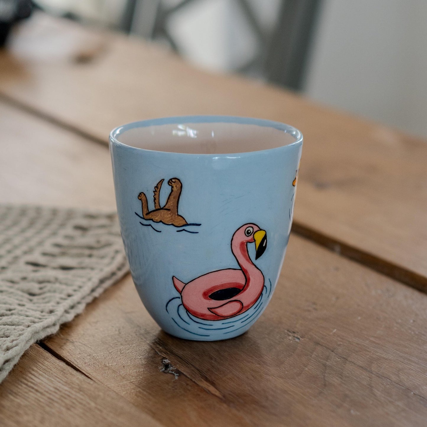 Handmade Ceramic Animal Mug: Funny Summer Coffee Cup