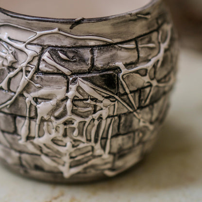 Handmade Ceramic Cobweb Mug: Gothic Halloween Coffee Cup