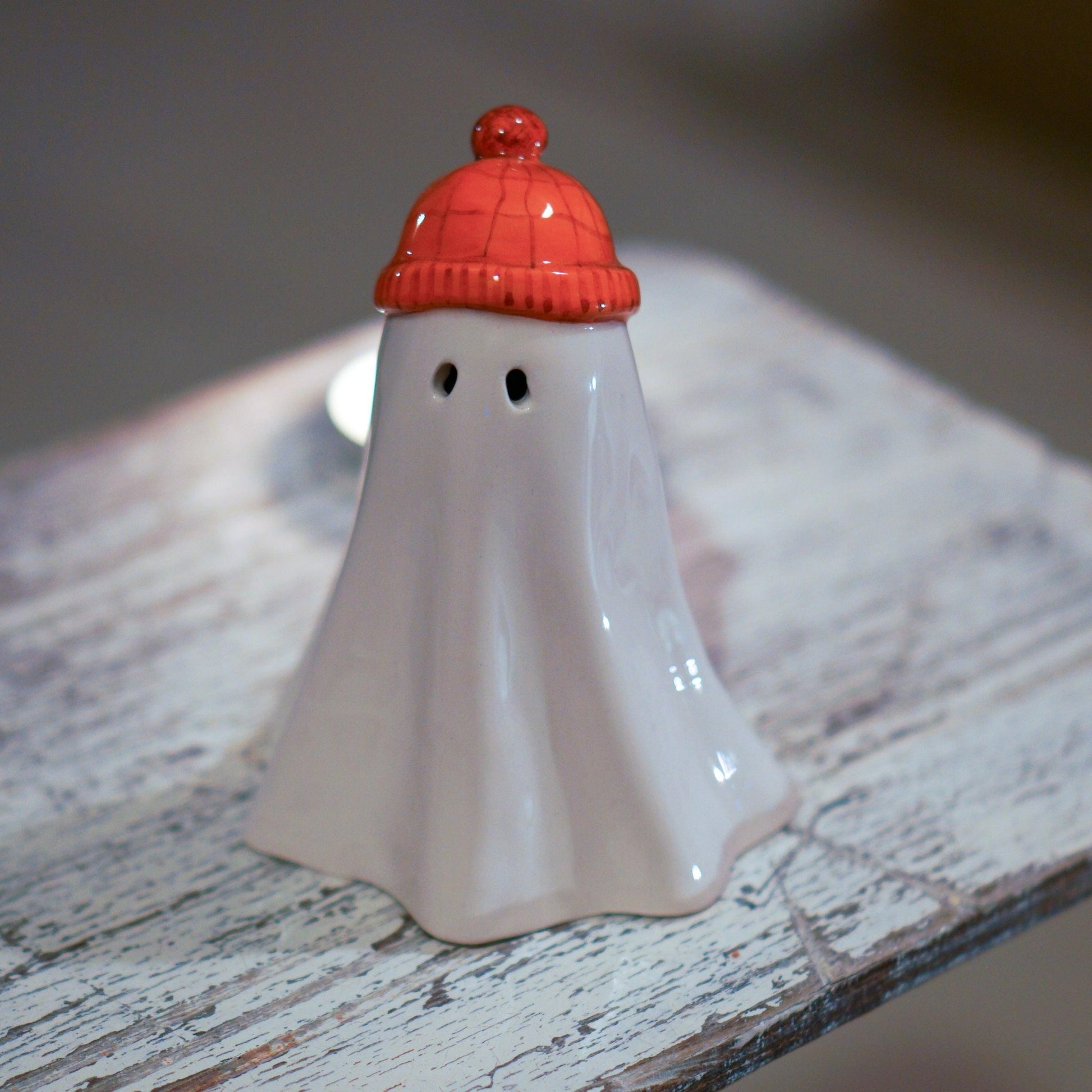 Handmade Ceramic Ghost Incense Holder: Whimsical Halloween Decor
