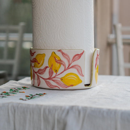 Handmade Ceramic Lemon Paper Towel Holder: Kitchen Decor
