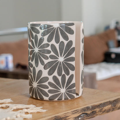 Handmade Ceramic Paper Towel Holder: Floral Kitchen Decor
