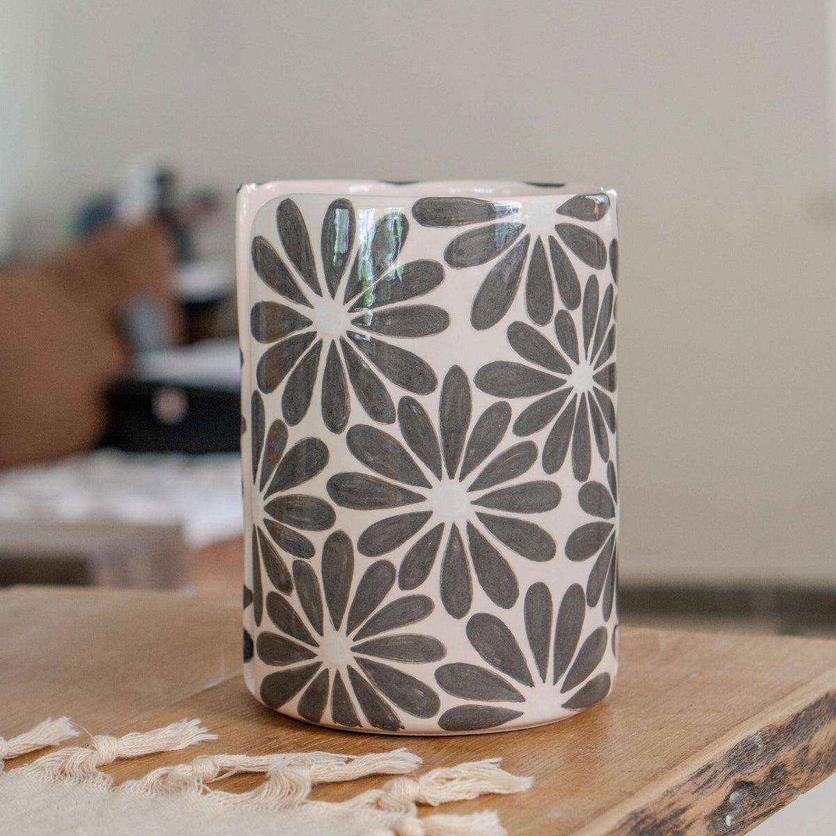 Handmade Ceramic Paper Towel Holder: Floral Kitchen Decor