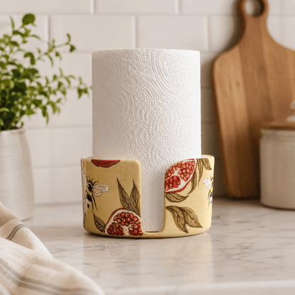 Handmade Ceramic Pomegranate Paper Towel Holder: Freestanding Kitchen Decor
