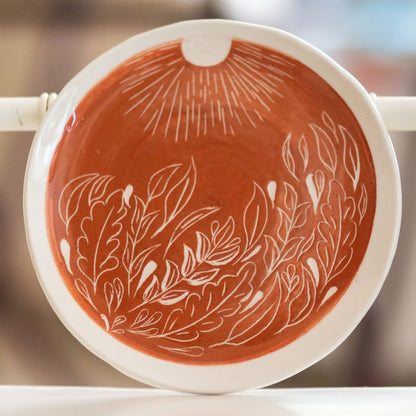 Handmade Dinnerware, Floral Plate Set, Terracotta Ceramic Dinnerware, Elegant Dinner Plates