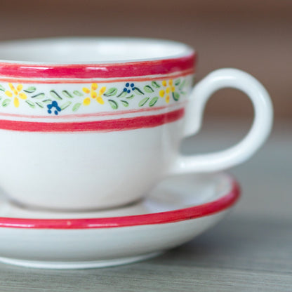 Handmade Espresso Cup - Ceramic Coffee Cup, Coffee Mug, Flower Decorated Mug, Flower Drinkware, Mom Gift