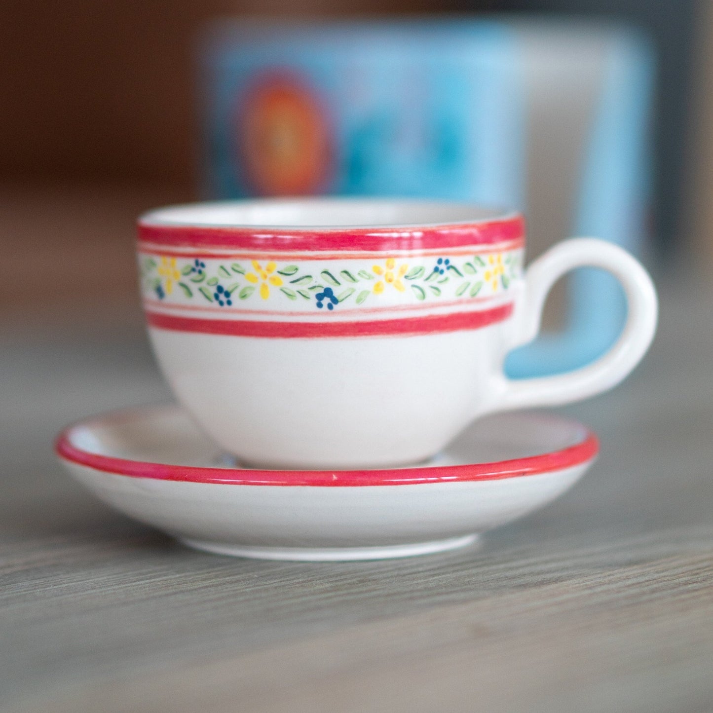 Handmade Espresso Cup - Ceramic Coffee Cup, Coffee Mug, Flower Decorated Mug, Flower Drinkware, Mom Gift