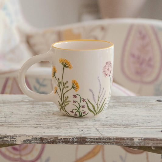 Handmade Floral Ceramic Mug: Birth Flower Tea Cup
