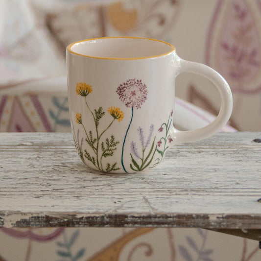 Handmade Floral Ceramic Mug: Birth Flower Tea Cup