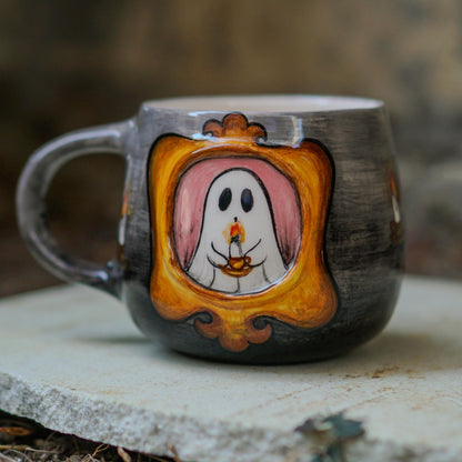 Handmade Ghost Mug: Spooky Halloween Coffee Cup, Gothic Decor