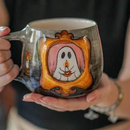 Handmade Ghost Mug: Spooky Halloween Coffee Cup, Gothic Decor