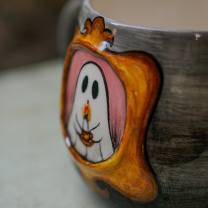 Handmade Ghost Mug: Spooky Halloween Coffee Cup, Gothic Decor