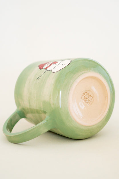 Winter Themed Coffee Mug, Snowman Sketch On Pottery/ Colorful and Handmade Coffee Cup/Special Gift for Special Ones