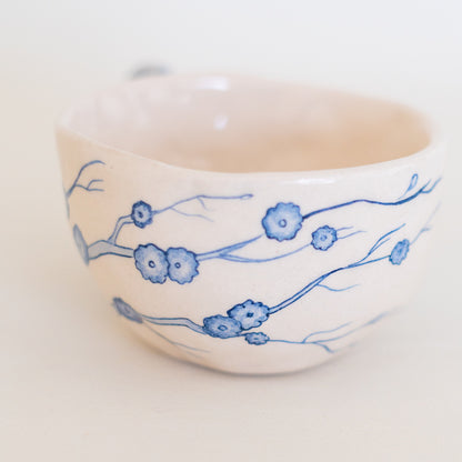 Minimalist Sakura Vintage Mug - Handmade Flower Designed Cup - Coffee Mug - Special Gift - Valentines Gift - Ceramic Coffee Pottery