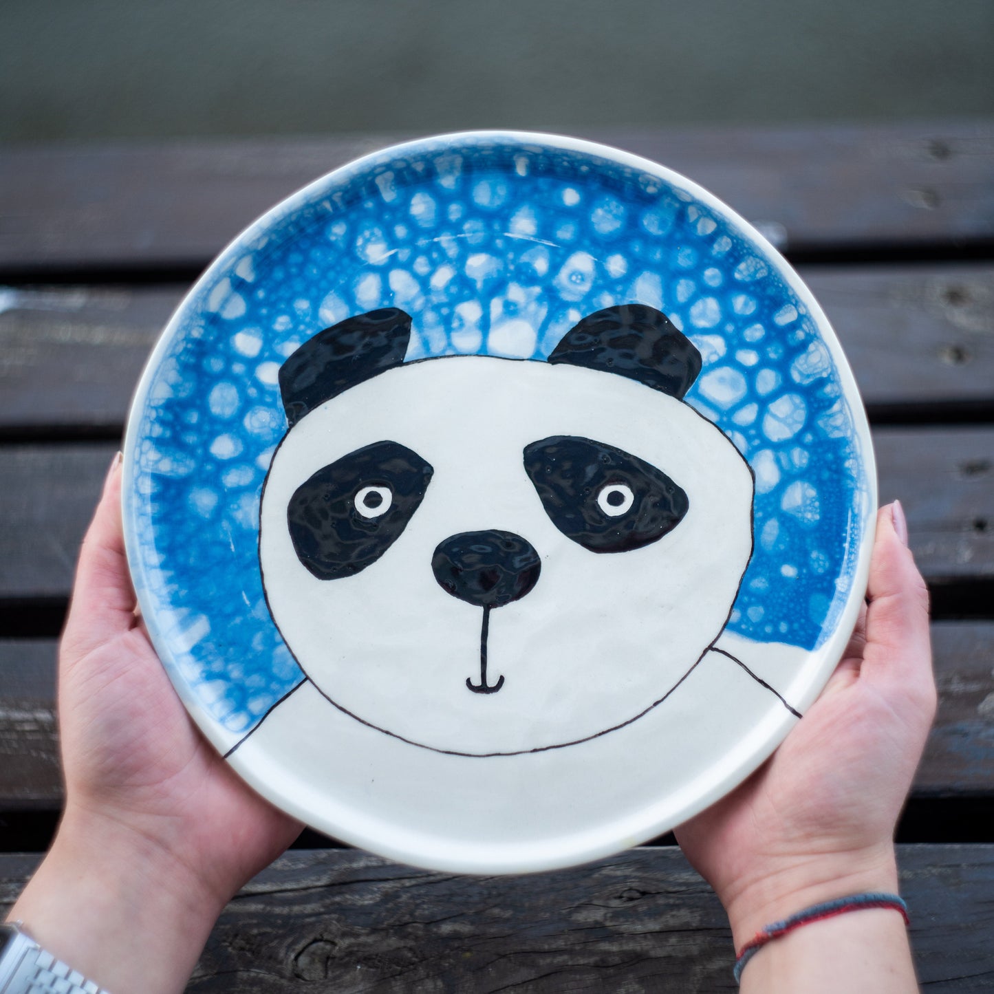 Cute Panda Plate 25 CM | Handmade Children Plate | Animal Decorated Dish | Handmade Vivid Colors Panda Decor | Panda Happy Meal Plate