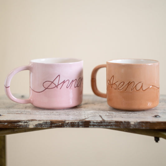 Personalized Hand-Painted Ceramic Coffee Mug - Custom Text Gift