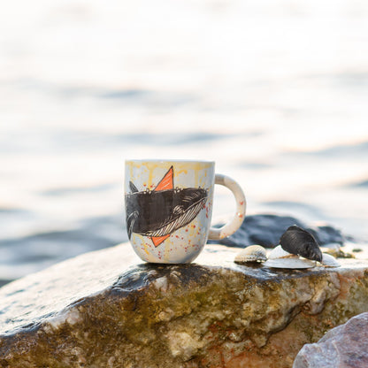 Whale Coffee Mug | Watercolor Coffee Pottery | Handmade Animal Mug | Beluga Whale | Handcrafted Coffee Pottery