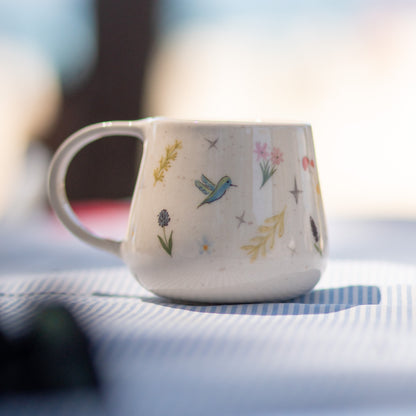 Hummingbird Mug: Handmade Ceramic Coffee Cup, Nature Pottery 13oz