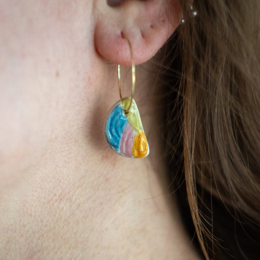 Summer Jewellery, Bijoux Faits Main - Colorful Summer Earrings, Handmade Ceramic Jewelry, Minimalist Drop Earrings