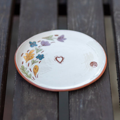 Floral Theme Terracotta Plate