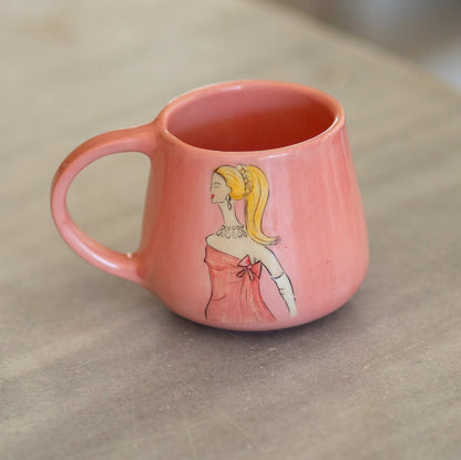 Pink Handmade Coffee Mug - Charming Ceramic Mug for Movie Lovers