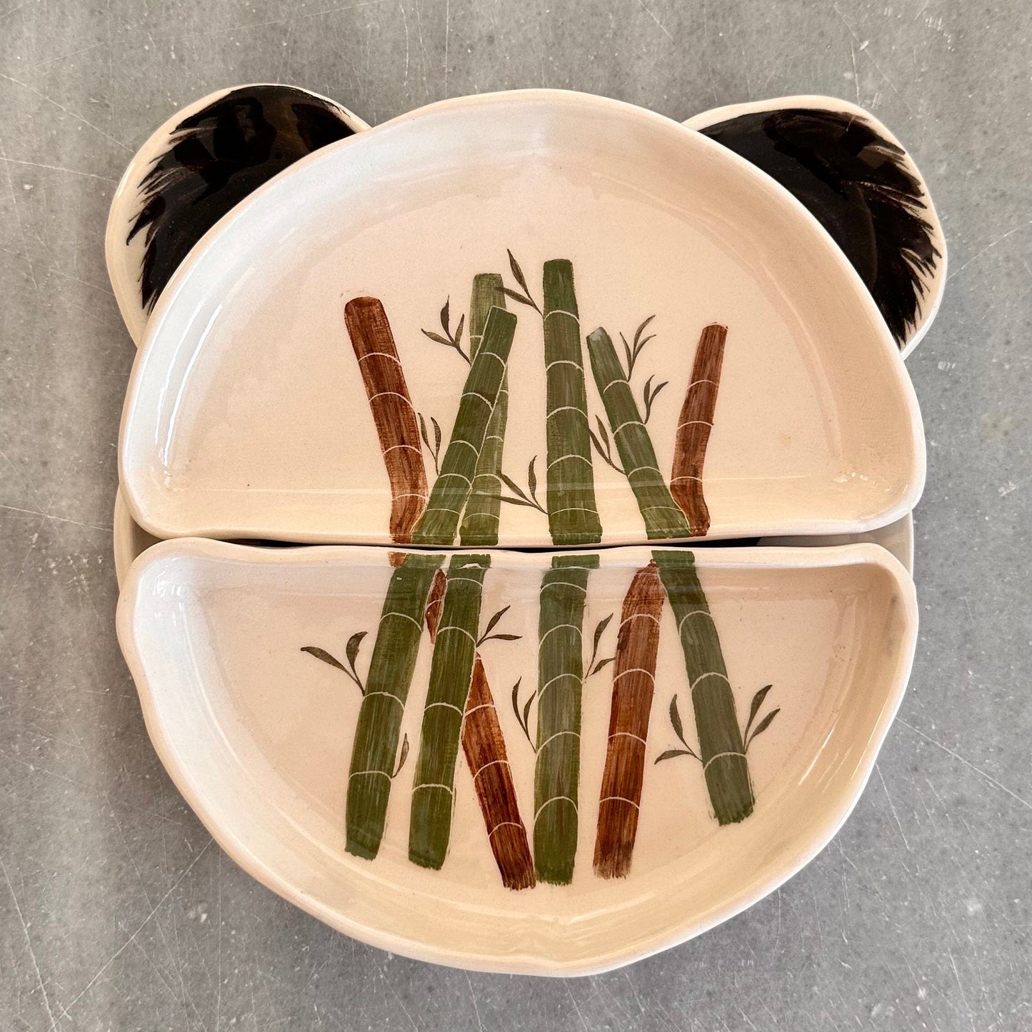 Cute Panda Plate Set, Handmade Ceramic Kid Dining, Joyful Gift for Kids, Animal Lover Gift Idea