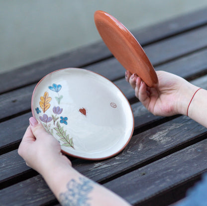 Floral Theme Terracotta Plate