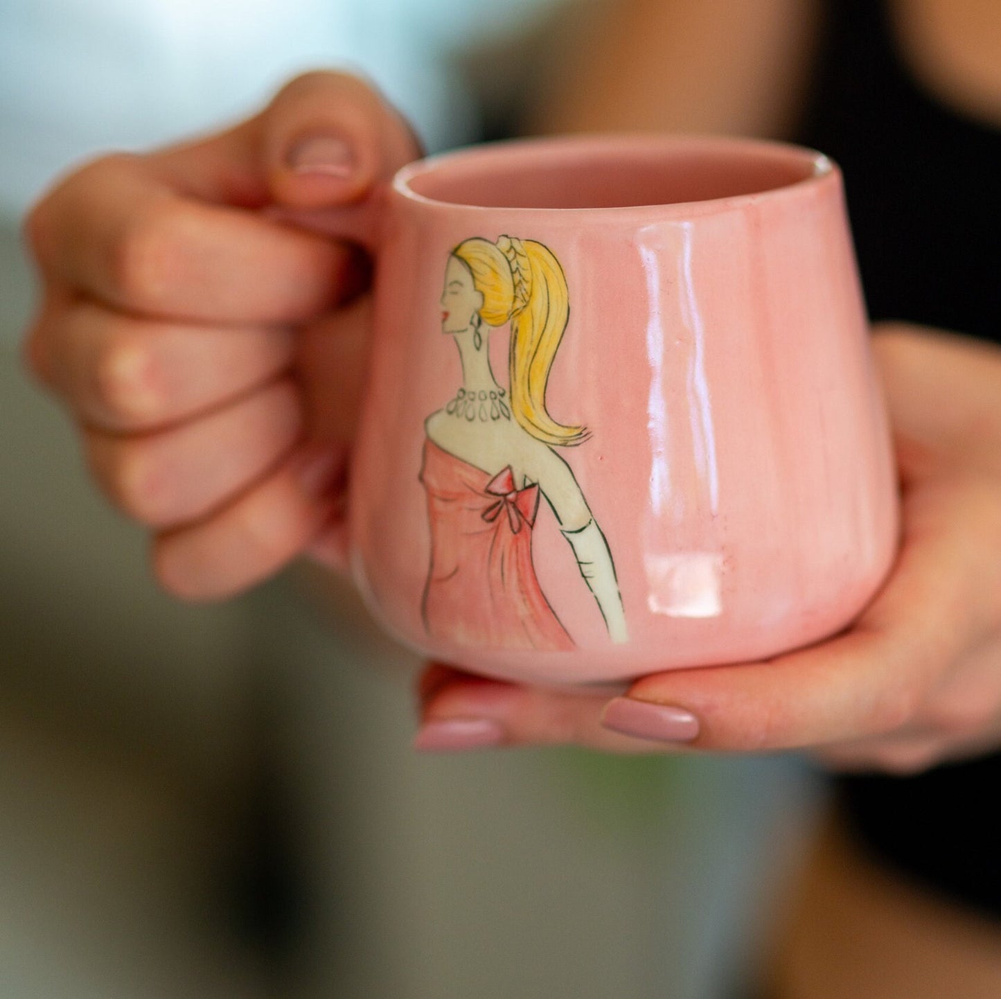 Pink Handmade Coffee Mug - Charming Ceramic Mug for Movie Lovers